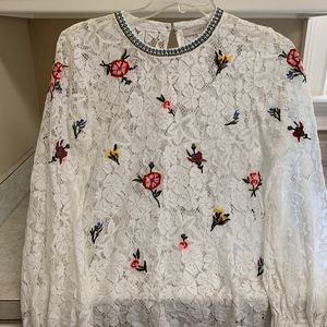 NWOT Loft Embroidered Lace Top